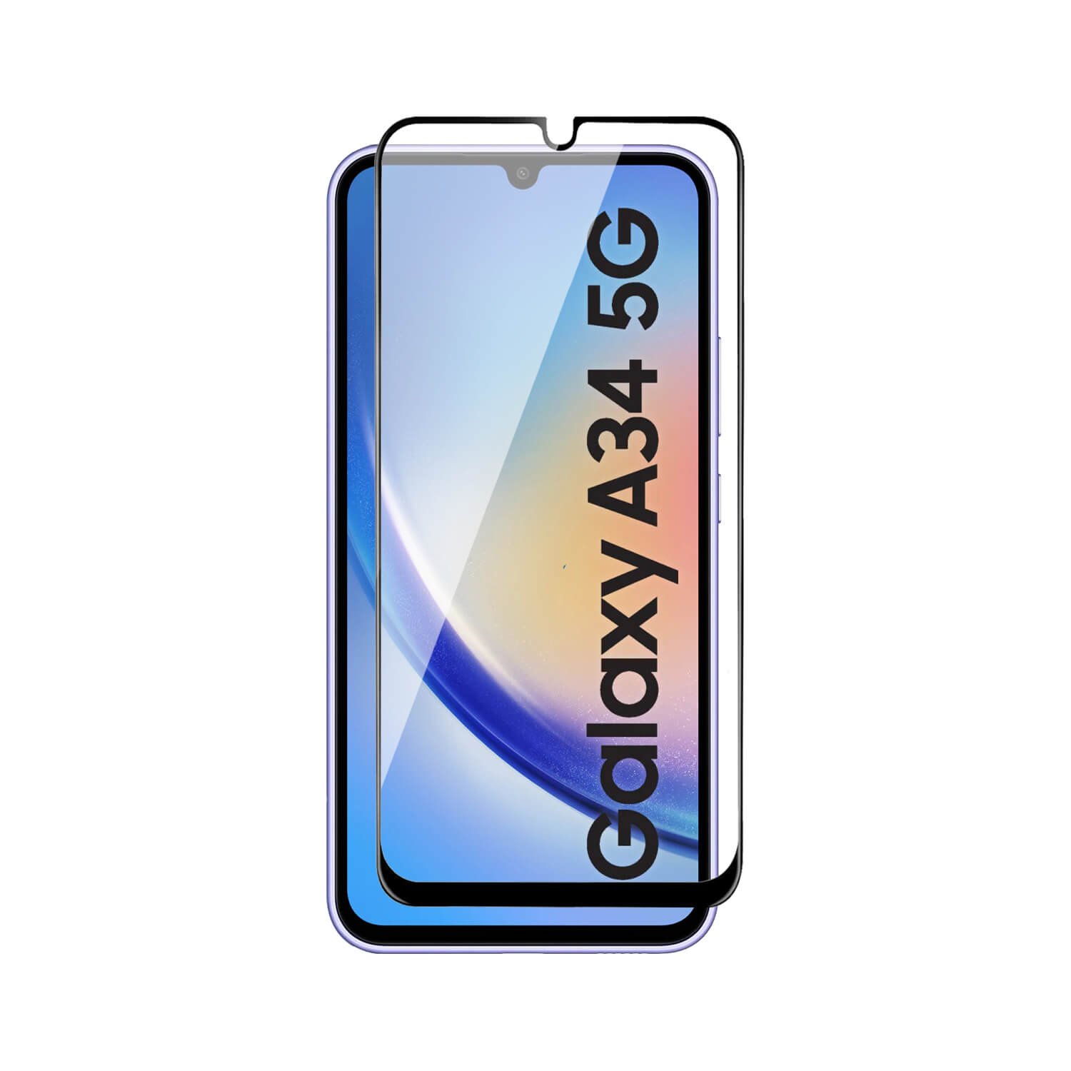 1-Msain-4.jpg Tempered Glass for Samsung Galaxy A34 (Black) Edge to Edge, Pack of 1 - Image 1