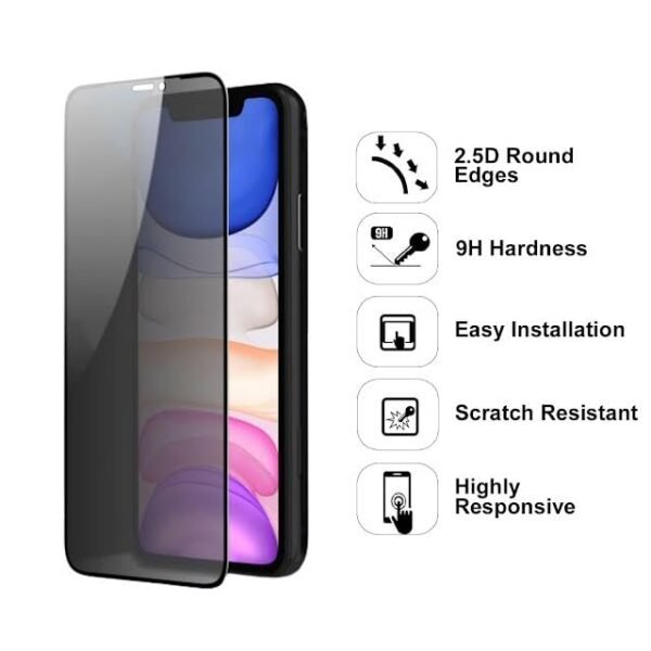 TPR Privacy Tempered Glass for iPhone 12 , iPhone 12 Pro (Black) , Pack of 1 - Image 3