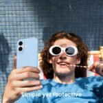 iPhone 16 Silicone Case in Blue - camera cutout close-up