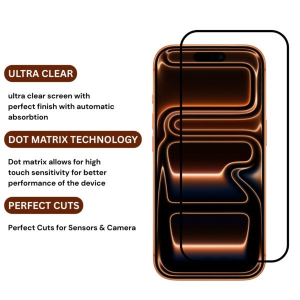 Tempered Glass Screen Protector for iphone 17 Pro– 9H Hardness, Edge-to-Edge, Anti-Scratch, HD Clarity - Image 3