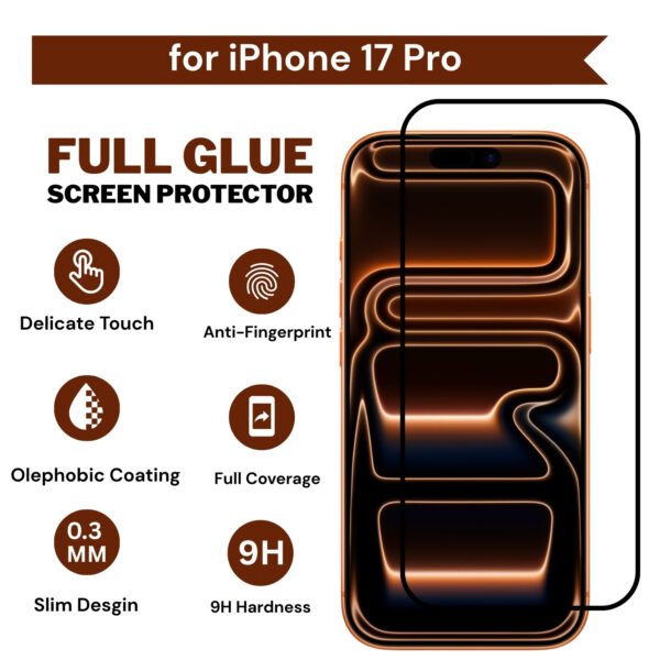 Tempered Glass Screen Protector for iphone 17 Pro– 9H Hardness, Edge-to-Edge, Anti-Scratch, HD Clarity - Image 2