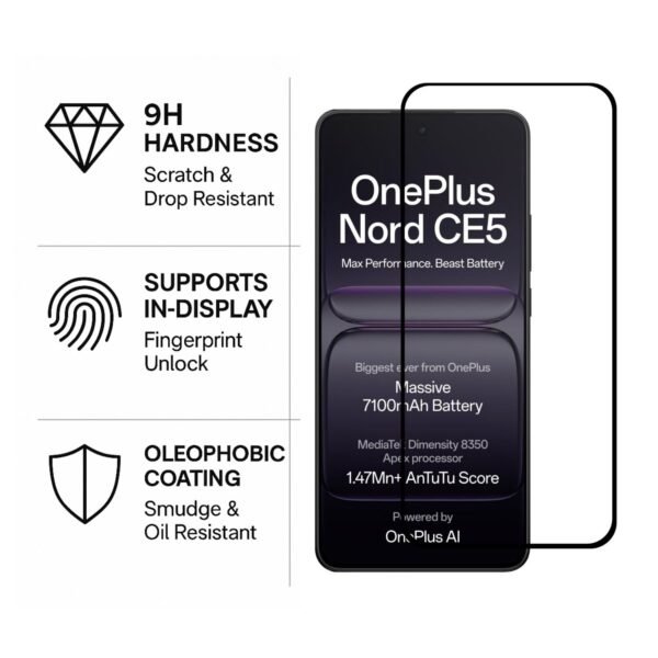 Tempered Glass for OnePlus Nord CE5– 9H Full Screen Guard | ® - Image 5