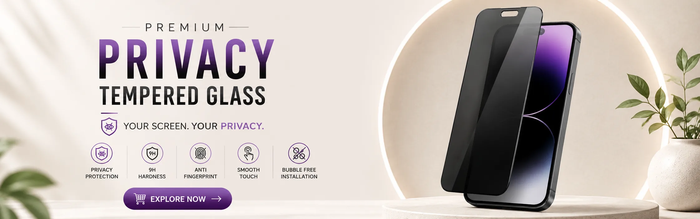 privacy tempered glass slider