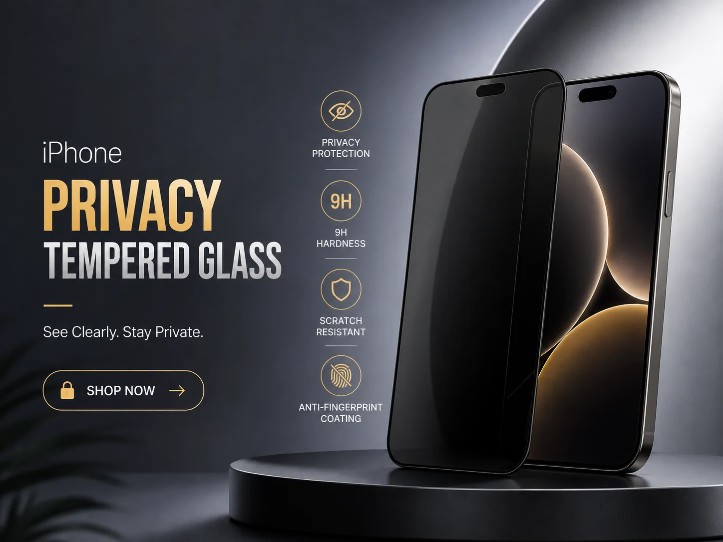 privacy tempered glass banner